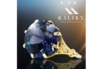 Vintažinis stilius Žiedas Sapyras 14k geltono aukso vrc073y